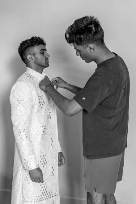 Neil in traditional Indian attire before the wedding ceremony at Villa Miani in Rome.