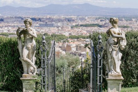 Panoramic view of Rome from Villa Miani, the perfect setting for Reeya and Neil’s destination wedding.