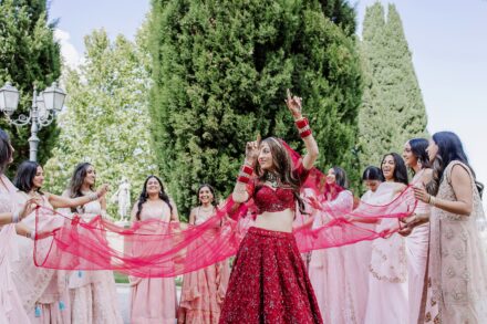 Family and guests smiling during Reeya and Neil’s destination wedding at Villa Miani, Rome.