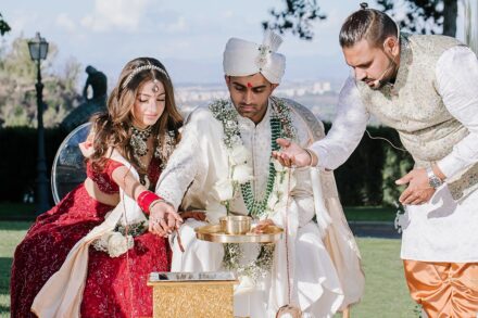 Wedding ceremony at Villa Miani with Reeya and Neil exchanging vows under the Italian sunlight.