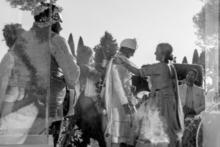 Wedding ceremony at Villa Miani with Reeya and Neil exchanging vows under the Italian sunlight.
