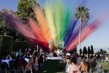 Wedding ceremony at Villa Miani with Reeya and Neil exchanging vows under the Italian sunlight.