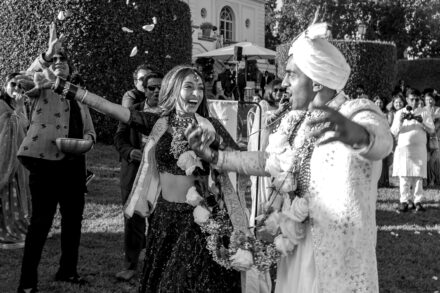 Wedding ceremony at Villa Miani with Reeya and Neil exchanging vows under the Italian sunlight.