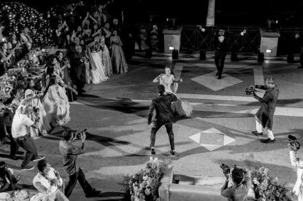 First dance of Reeya and Neil under the lights of Villa Miani, surrounded by family and friends.